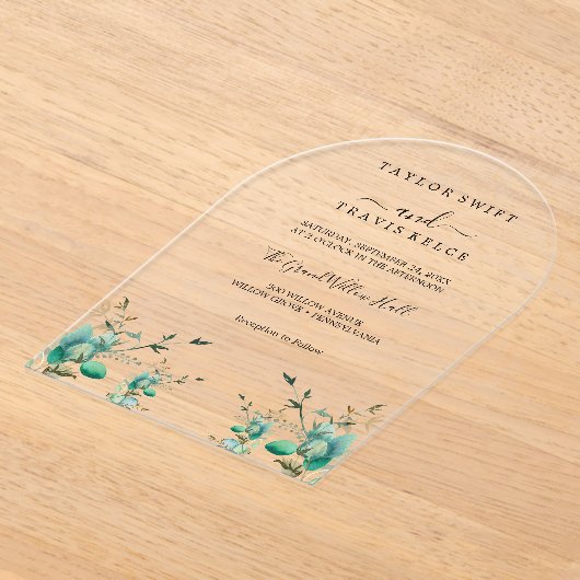 Emerald Eucalyptus Mountain bruiloft uitnodiging (Laagn)