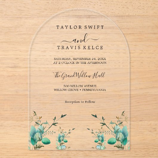 Emerald Eucalyptus Mountain bruiloft uitnodiging (Voorkant)