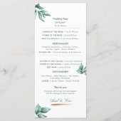 Emerald Eucalyptus Script Font Weddenschap Programmakaart (Achterkant)