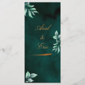 Emerald Eucalyptus Script Font Weddenschap Programmakaart (Voorkant)