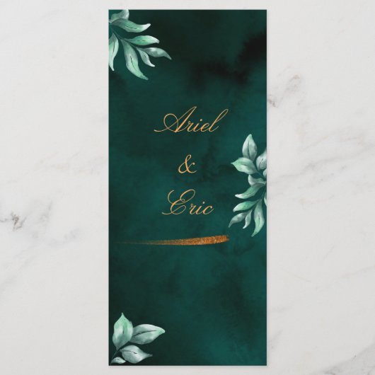 Emerald Eucalyptus Script Font Weddenschap Programmakaart (Voorkant)
