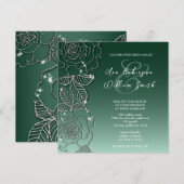 Emerald Evergreen Silver Elegant Wedding Invitatio Kaart (Voorkant / Achterkant)