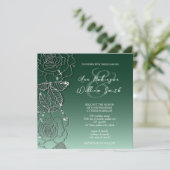 Emerald Evergreen Silver Elegant Wedding Invitatio Kaart (Staand voorkant)