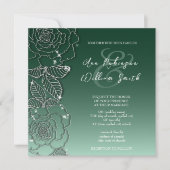 Emerald Evergreen Silver Elegant Wedding Invitatio Kaart (Voorkant)