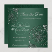 Emerald Evergreen Silver Elegant Wedding Save The Date (Voorkant / Achterkant)