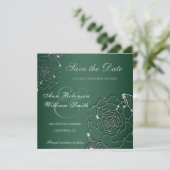 Emerald Evergreen Silver Elegant Wedding Save The Date (Staand voorkant)