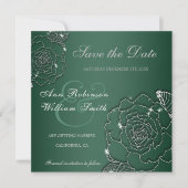 Emerald Evergreen Silver Elegant Wedding Save The Date (Voorkant)