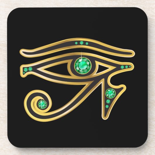 Emerald Eye of Ra in Gold Cork Onderzetter (Voorkant)