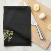 Emerald Eye of Ra in Gold Kitchen Towel Theedoek (Quarter Fold)