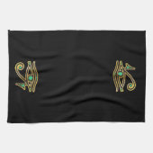 Emerald Eye of Ra in Gold Kitchen Towel Theedoek (Horizontaal)