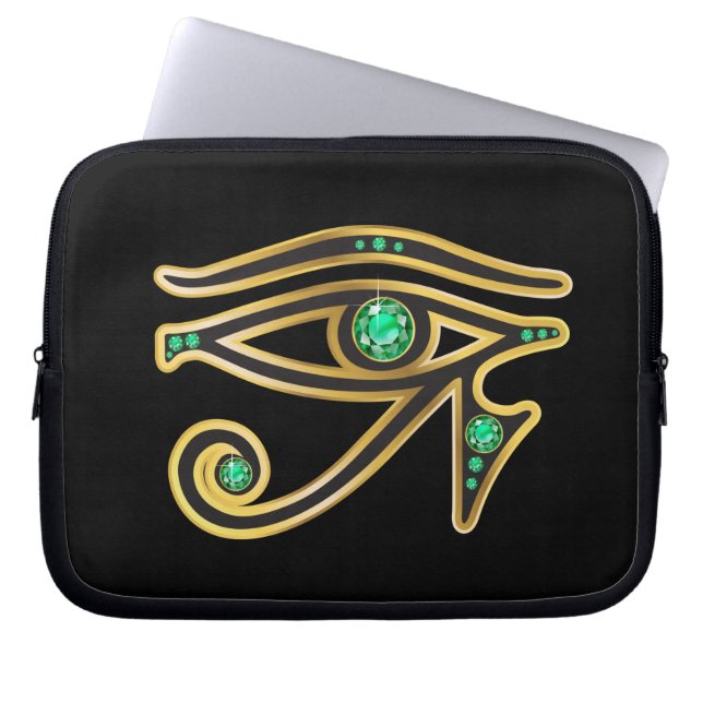 Emerald Eye of Ra in Gold Laptop Sleeve (Voorkant)