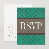 Emerald Fancy Lattice RSVP Briefkaart (Voorkant / Achterkant)