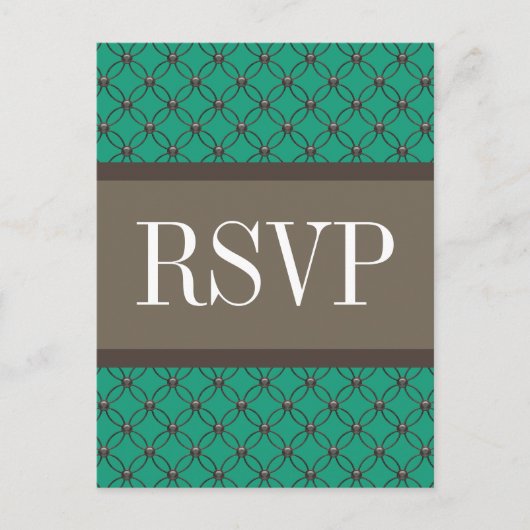 Emerald Fancy Lattice RSVP Briefkaart (Voorkant)