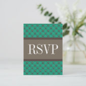 Emerald Fancy Lattice RSVP Briefkaart (Staand voorkant)