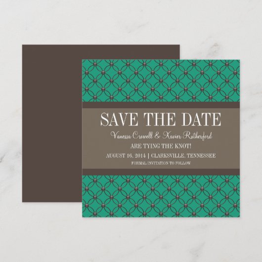 Emerald Fancy Lattice Save the Date Invite (Voorkant / Achterkant)