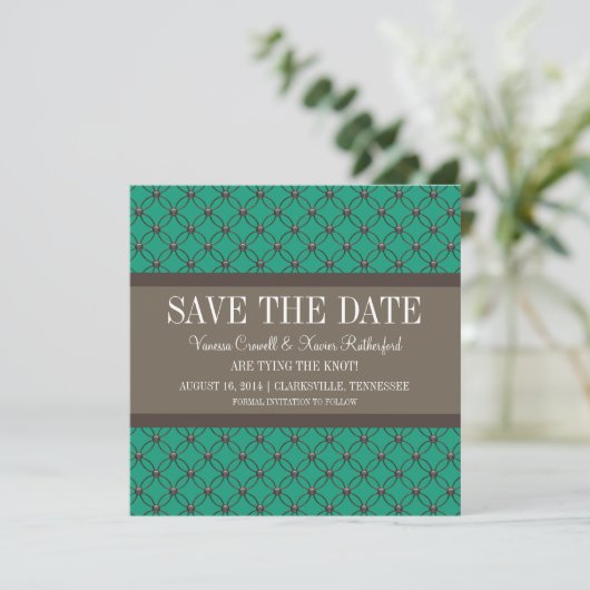 Emerald Fancy Lattice Save the Date Invite (Staand voorkant)