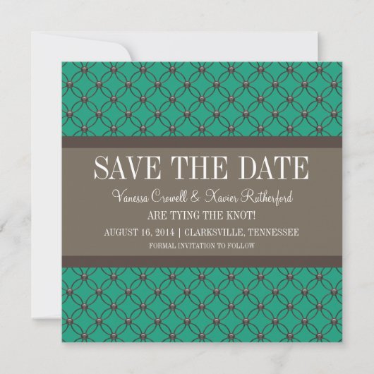 Emerald Fancy Lattice Save the Date Invite (Voorkant)