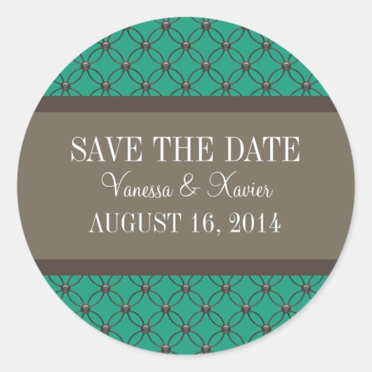 Emerald Fancy Lattice Save the Date Stickers (Voorkant)