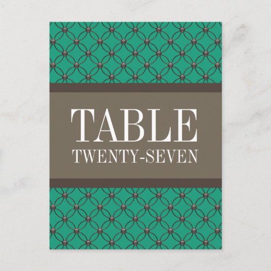 Emerald Fancy Lattice Table Number Briefkaart (Voorkant)