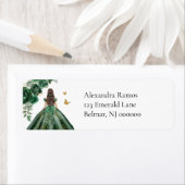 Emerald Faux Gold Foil Quinceañera Retouradres Etiket (Insitu)