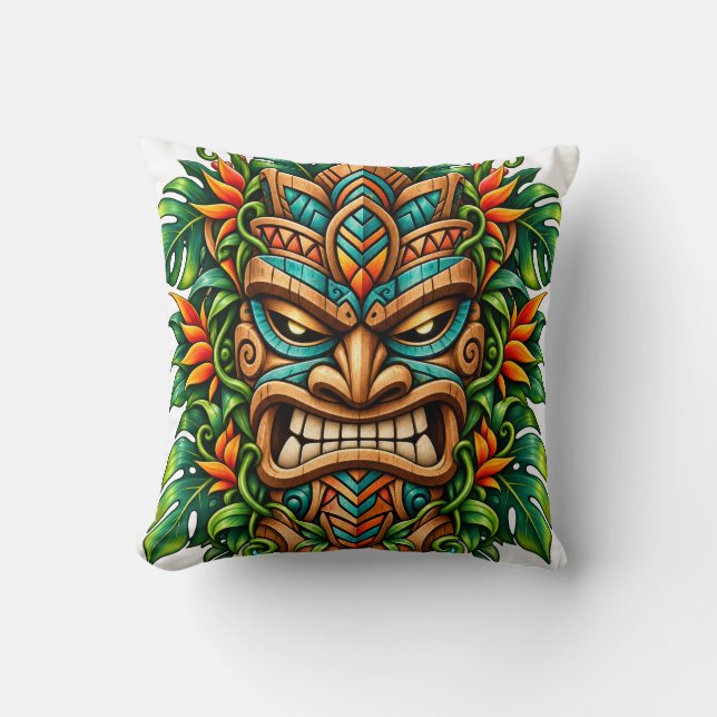 Emerald Fern Tiki Worpillow Kussen (Voorkant)