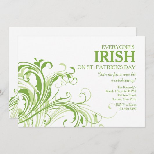 Emerald Ferns Invitation Kaart (Voorkant / Achterkant)