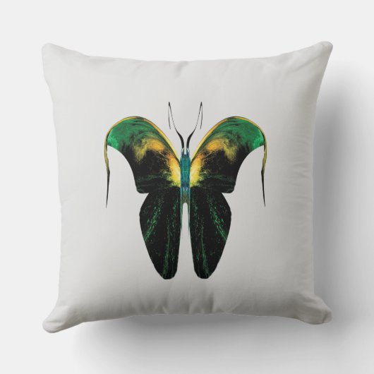 Emerald Flame Butterfly – Surreal Nature Form Kussen (Achterkant)