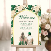 Emerald Floral Anand Karaj Bruiloft Welkomstbord Poster