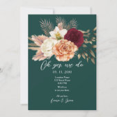 Emerald Floral bruiloft receptie Uitnodigen Kaart (Voorkant)