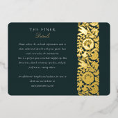 Emerald Floral Details Card Folie Uitnodiging (Voorkant)