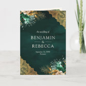 Emerald Floral Gold Lace QR code Cream Wedding (Voorkant)