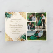 Emerald Floral Gold Lace QR code Cream Wedding (Binnen)