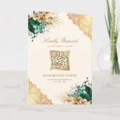 Emerald Floral Gold Lace QR code Cream Wedding (Achterkant)
