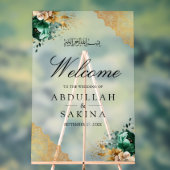 Emerald Floral Gold Muslim Wedding Welcome Frosted Acryl Bord (Neutraal)