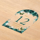 Emerald Floral Gold Quinceañera XV 16 Tafelnummer (Laagn)