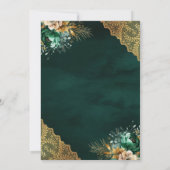 Emerald Floral Gouden Kant Moslim Mehndi Ceremonie Kaart (Achterkant)