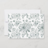  Emerald Floral Line Art QR Code RSVP Kaartje (Achterkant)