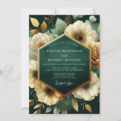 Emerald Floral Opulence Wedding Kaart (Voorkant)