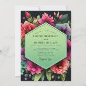 Emerald Floral Opulent Wedding Kaart (Voorkant)