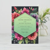 Emerald Floral Opulent Wedding Kaart (Staand voorkant)