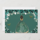 Emerald Floral Princess Quinceañera Save the Date (Achterkant)