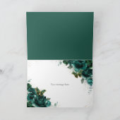 Emerald Floral Quinceañera Birthday Butterflies Bedankkaart (Binnen)