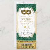 Emerald Floral Quinceañera Masquerade VIP Ticket Kaart (Achterkant)