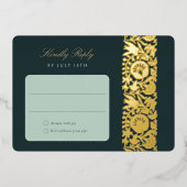 Emerald Floral RSVP Card Folie Uitnodiging (Voorkant)