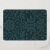Emerald Floral RSVP Card Folie Uitnodiging (Achterkant)