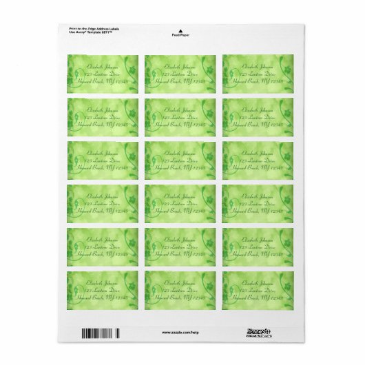 Emerald Floral Shamrocks Adres Label (Full Sheet)