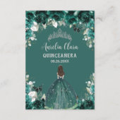 Emerald Floral Silver Quinceañera 15 Gebed Kaart (Achterkant)
