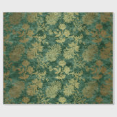 Emerald Floral Velvet Damask Cadeaupapier (Vlak)