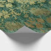 Emerald Floral Velvet Damask Cadeaupapier (Hoek)