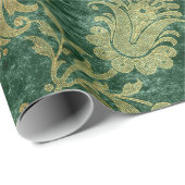 Emerald Floral Velvet Damask Cadeaupapier (Rol Hoek)
